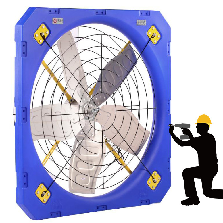 Volume Udara Kekuatan Tinggi Kerangka PE Lembar Ganda Peternakan Ventilasi Penggemar dengan Motor PMSM
