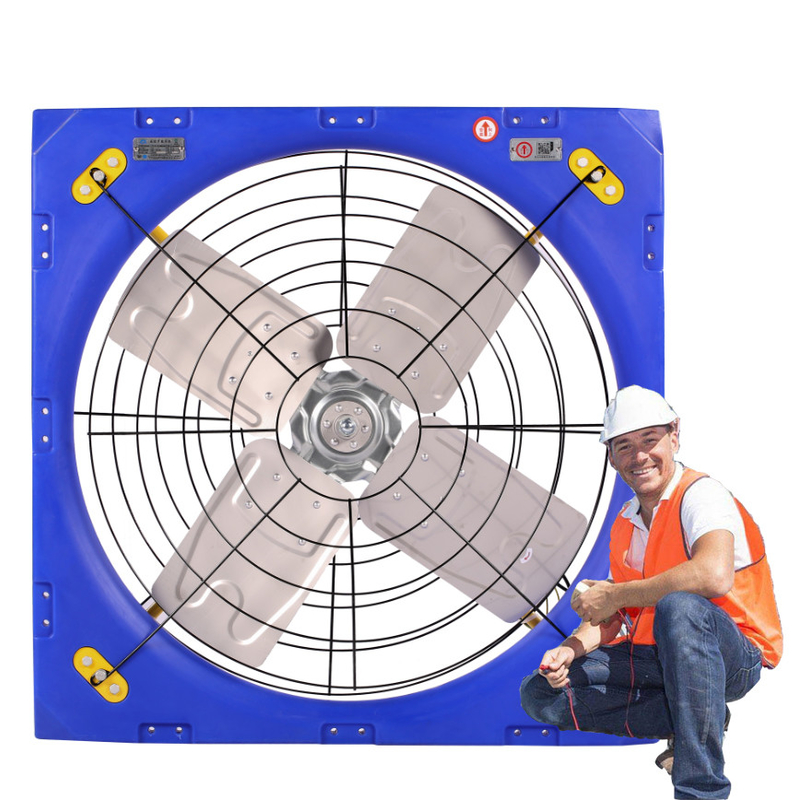 Airflow Circulation Fan PE Frame Peternakan Ventilasi 38/0.96m Blade Diameter 410w Daya Masuk